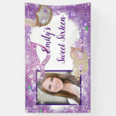 Zoete Zestien Maskerade Paarse Glitters Spandoek (Verticaal)