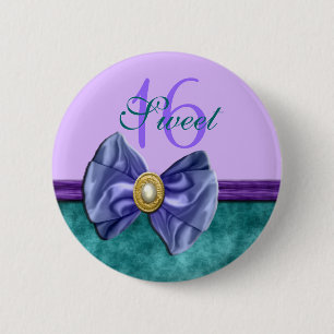 " zoete zestien " paars blauwgroen 16 jaar ronde button 5,7 cm