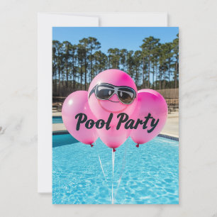 Zoete Zestien Poolparty Roze Ballonnen Kaart