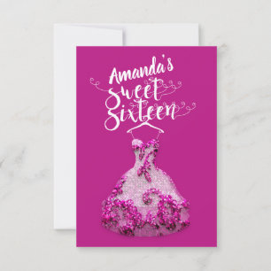 Zoete Zestien Roze Jurk Bloemen Prinses Kant Kaart