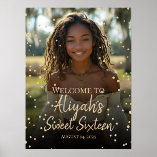 Zoete zestien verjaardag gouden diamanten welkom t poster