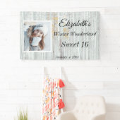 Zoete Zestien Winter Wonderland Sneeuwvlok Spandoek (Insitu)