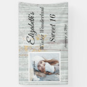 Zoete Zestien Winter Wonderland Sneeuwvlok Spandoek (Verticaal)