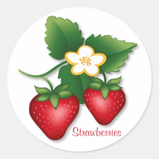 Zoete zomer aardbei fruit ronde sticker (Voorkant)