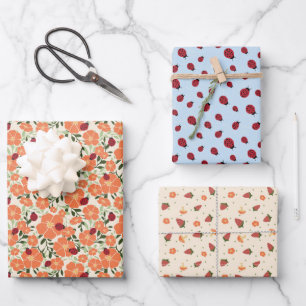 Zoete zomer lieveheersbeestjes gemengd inpakpapier vel