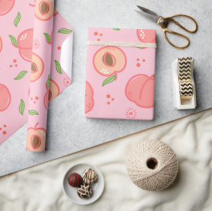 Zoete zomer perzik patroon cadeaupapier