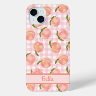 Zoete zomer perzik patroon iPhone 15 mini hoesje