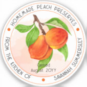 Zoete zomer perziken perzik conserven inblikken sticker (Voorkant)