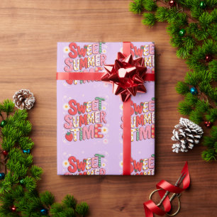 Zoete Zomer Tijd Coquette Aardbei Retro Strand  Cadeaupapier