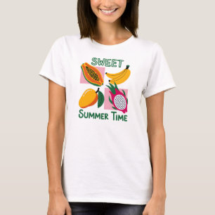 Zoete Zomer Tijd Tropisch Fruit Pop Art Ontwerp T-shirt