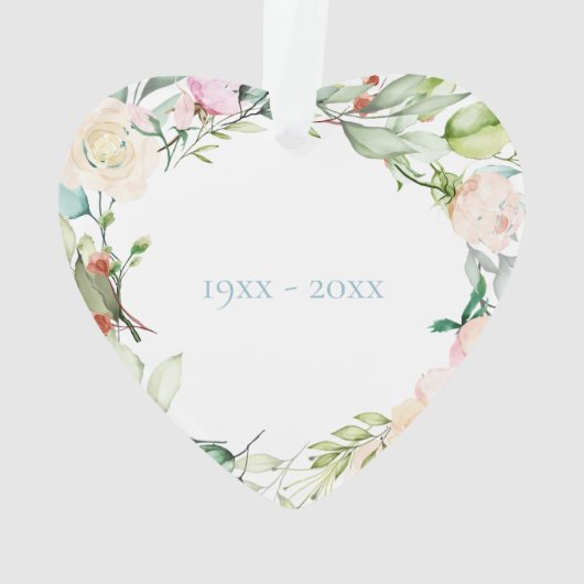 Zoete zomerrozenkrans 60ste verjaardag ornament (achterkant)