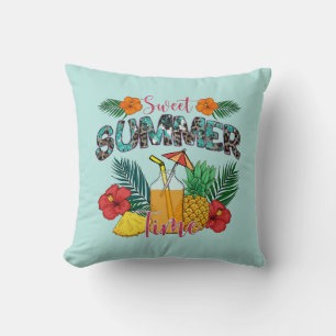 zoete zomertijd Tropische vruchten en bloemen Kussen