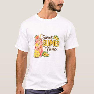 Zoete zomertijd waterverfdrank t-shirt