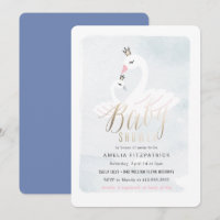 Zoete Zwaan Baby Shower Uitnodiging met Folie