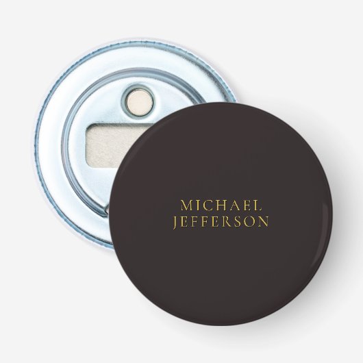 Zoethout Black Gold Minimalistisch Eenvoudig Moder Button Flesopener (Voorkant)