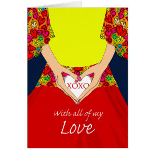 Zoetste dag vrouw die hart houdt met XOXO