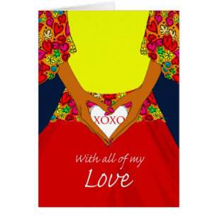 Zoetste dag, vrouw die hart houdt met XOXO