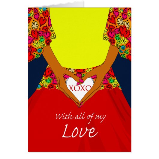 Zoetste dag, vrouw die hart houdt met XOXO (Voorkant)