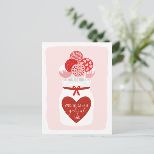 Zoetste Gal Pal Lollipop Galentine's Day Greeting Feestdagenkaart (Staand voorkant)