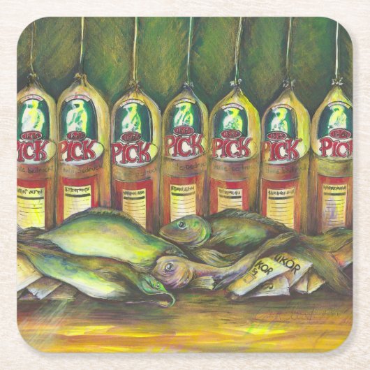 Zoetvlees Vierkante Kartonnen Onderzetter (Voorkant)