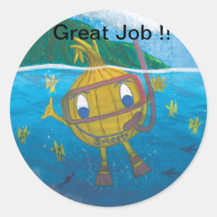 zoetwatersnorkelaar ronde sticker