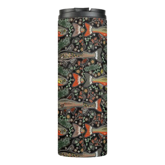 Zoetwatervis, stijlvol ontwerp, forel, Gevist Thermosbeker (Achterkant)