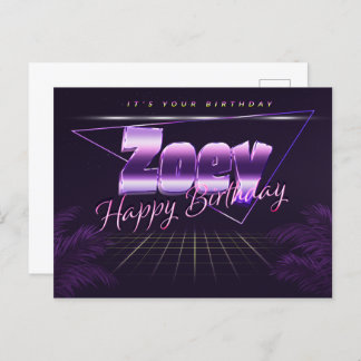 Zoey Name Vorname lila Postkarte Geburtstag Briefkaart