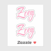 Zoey Nom décoratif en rose x2 Sticker (Feuille)