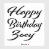 Zoey Nom Prénom Anniversaire de Black Sticker (Feuille)