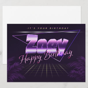 Zoey Prénom lila retro Carte Anniversaire