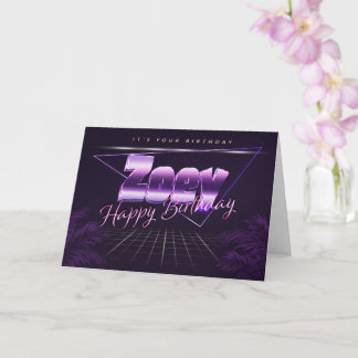 Zoey Prénom lila retro Carte Anniversaire