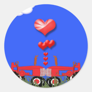 zogende trekkers onder hart ronde sticker