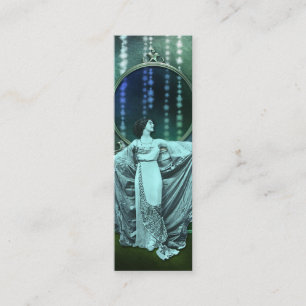 Zohara: Art Deco Woman in Aqua & Green Mini Visitekaartje