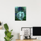 Zohara: Art Deco Woman in Aqua & Green Poster (Thuiskantoor)