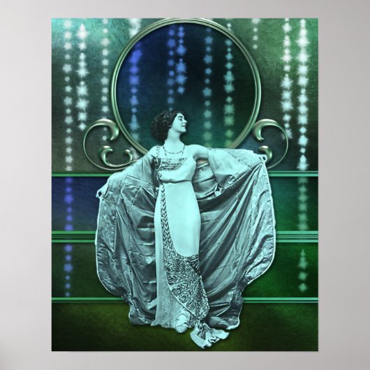Zohara : Une femme Art Déco en Aqua & Green (Devant)