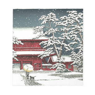 "Zojoji in Snow" door Kawase Hasui 川 巴 水 Notitieblok
