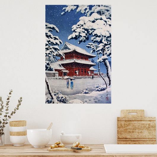 Zojoji Temple in Snow door Tsuchiya Koitsu Poster (Keuken)