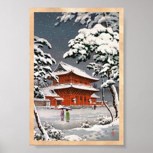 Zojoji Temple in Snow Tsuchiya Koitsu winterscène Poster (Voorkant)