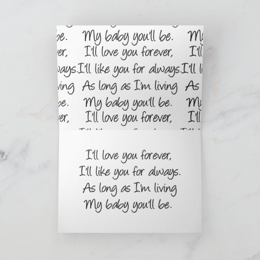 Zolang ik mijn baby leef, ben jij het bedankkaart (Binnen)