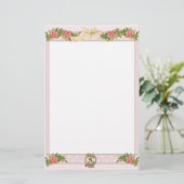  zolder Rozen en roze pooldots Briefpapier (Staand voorkant)