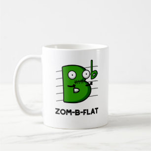 Zom-B-Flat Funny Halloween Zombie Music Pun Koffiemok
