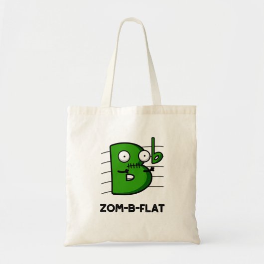 Zom-B-Flat Funny Halloween Zombie Music Pun Tote Bag (Voorkant)