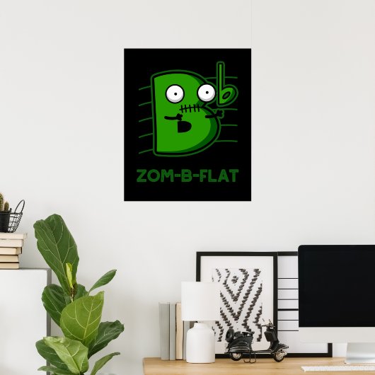 Zom-B-Flat Funny Zombie Music Pun Dark BG Poster