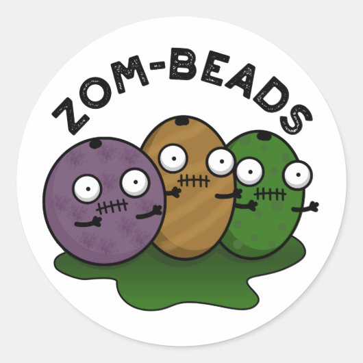 Zom-beads Funny Halloween Zombie Beads Pun Ronde Sticker (Voorkant)