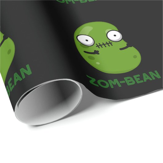 Zom-bean Grappige Halloween Zombie Bean Pun Dark B Cadeaupapier (Rol Hoek)