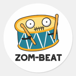 Zom-beat Funny Halloween Zombie Drum Pun Ronde Sticker