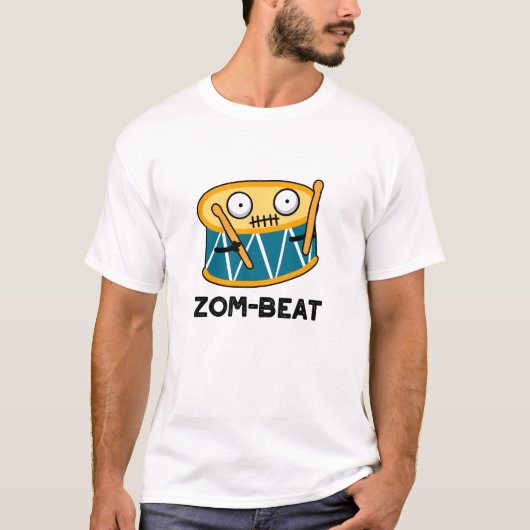 Zom-beat Funny Halloween Zombie Drum Pun T-shirt (Voorkant)