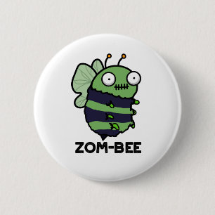 Zom-bee Funny Halloween Zombie Bee Pun Ronde Button 5,7 Cm