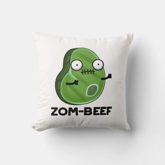 Zom-beef Funny Halloween Zombie Meat Pun Kussen (Voorkant)