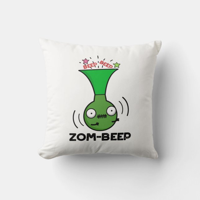 Zom-beep Funny Halloween Zombie Honker Pun Kussen (Voorkant)